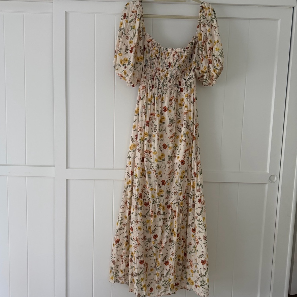 Dixie Floral Puff-Sleeve Maxi Dress